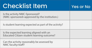 co-curricular assessment checklist
